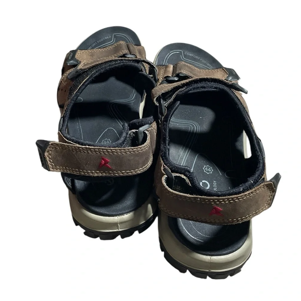 F3- ECCO Men's Black and Brown Sandals (44) US- 10/10.5